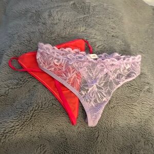 YITTY Red and Lavender Lace Panties